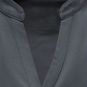 Camiseta de Manga Corta con Cuello Henley para Hombre, Color Sólido, Informal, Transpirable, de Algodón Tejido, para Verano - Product Image 4
