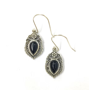 Trendy JAIPUR <b>SILVER</b> Black Onyx Teardrop Drop Earrings 925 Sterling <b>Silver</b> Luxury Jewelry for Occasions Parties - Product Image 2