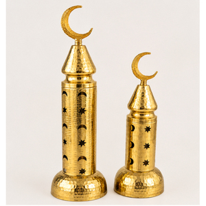 Luxury Gold Hammered Metal Mosque Minaret Ornaments Set Crescent Moon Star Ramadan & Eid Mubarak <b>Table</b> <b>Top</b> Centerpiece <b>Decor</b> - Product Image 1