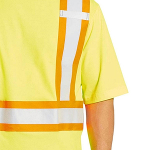 T-shirts de sécurité unisexes en polyester et coton de qualité supérieure, haute visibilité, respirants, style vêtements de travail, imprimés par transfert thermique, avec bandes réfléchissantes - Product Image 4
