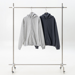 Sweat-shirts à capuche noirs pour hommes, logo personnalisé, sweat-shirts à capuche surdimensionnés avec fermeture éclair, nouveaux sweats-shirts à capuche pour hommes en coton 100% personnalisés pour l'hiver - Product Image 5
