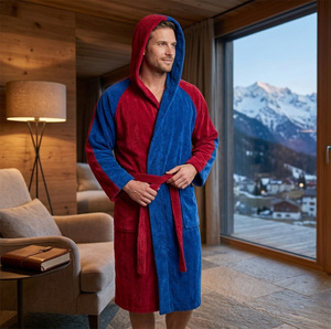 Peignoir de sport de luxe multicolore en coton 100% à poils coupés, unisexe, avec logo, idéal pour les clubs de fitness, les gymnases et la boxe. - Product Image 6