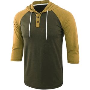 Sudadera con Capucha Deportiva para Hombre, Camiseta de Manga 3/4, Tejido de Jersey de Algodón y Poliéster, Bloques de Color Personalizados para Hombre, OEM - Product Image 2