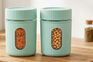 Paquete de 6 recipientes apilables para almacenamiento de alimentos con ventana de visualización, frascos organizadores para despensa de cocina, recipientes para almacenamiento de cocina - Product Image 3