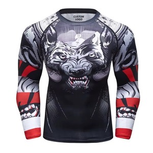 Premium Quality BJJ MMA Rash Guard Sublimation Compression Tights Shirt Set Customized Printed Long Sleeve Men's and Women - Product Image 1