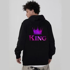 Sudadera con Capucha Negra para Mujer con Diseño de Corona de Rey con Brillantina Morada en la Espalda, Sudadera Informal de Manga Larga, Corte Regular, para Otoño - Product Image 1