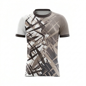 Camiseta de Fútbol para Hombre con Estampado Geométrico Azul, Manga Corta, Absorbe la Humedad, Ajuste Atlético, Diseño Sublimado, para Todas las Temporadas - Product Image 3