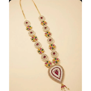 มาลาไข่มุกลายดอกไม้ทำด้วยมือพร้อมจี้ทับทิมสีแดงสำหรับงานแต่งงานพูจาและเทพเจ้า - Product Image 3