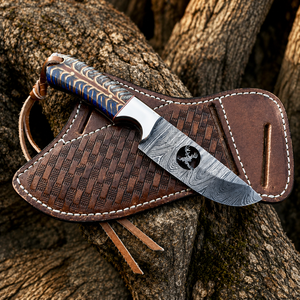Cuchillo vaquero de acero de Damasco hecho a mano con funda de cuero cruzada, el mejor regalo para hombre, regalo de Año Nuevo, regalo para él. - Product Image 2