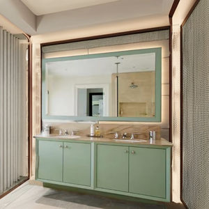 Enbl Make Your Own Design Luxury Hotel-Grade <b>Bathroom</b> Vanity Set <b>Smart</b> <b>Mirror</b> Black Artificial Stone Top Steel Lacquered MDF - Product Image 1