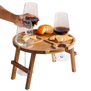 โต๊ะกาแฟไม้สักอะคาเซียแบบทันสมัย พร้อมถาดเสิร์ฟไวน์และชีส ขนาดกะทัดรัด ทำความสะอาดง่าย และเคลื่อนย้ายสะดวก เหมาะสำหรับใช้งานเชิงพาณิชย์ - Product Image 3