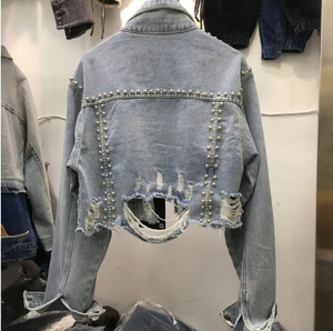 Women's Regular Fit Cropped <b>Denim</b> Jacket Long Sleeve Button-Up Eco-Friendly Vintage Style Casual Loose Short <b>Coat</b> for Daily Wear - Product Image 2