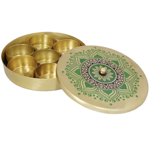 Caja de especias de cobre de lujo hecha a mano, apta para microondas, con 7 recipientes, caja de masala antigua de la India - Product Image 4