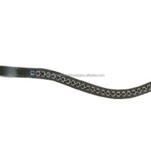 Luxury Round Crystals Bling Decorative Handmade Empty Channel Leather Horse Brow <b>Band</b> for Bridle Adjustable <b>Snap</b> Loop End - Product Image 6