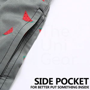 Short de bain gris pour hommes, imprimé pastèque, à séchage rapide, avec cordon de serrage à la taille et poches, vêtements de plage décontractés - Product Image 6