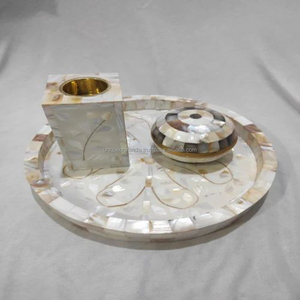 Classic White Mother of Pearl <b>Bukhoor</b> Set Resin Tray Incense <b>Burner</b> With Storage Box Luxury Handmade Decor - Product Image 1