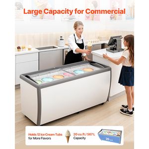 Congélateur coffre commercial de 20 pieds cubes, vitrine à crème glacée avec roulettes verrouillables - Product Image 3