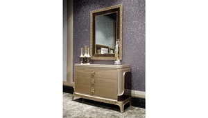 Luxury Modern <b>Solid</b> Teak <b>Wood</b> Bedroom Set King Size Bed with Mirrored Wardrobe 2 Nightstands and Designer <b>Dressing</b> <b>Table</b> Set - Product Image 5
