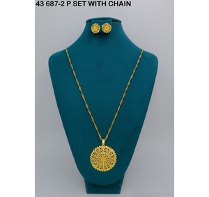 Gold Plated Designer Dubai Jewelry Pendant Chain African <b>Bridal</b> Necklace Saudi Arabia for Women Wedding Jewelry Pendant set - Product Image 6