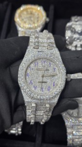 Montre de luxe en acier inoxydable, mouvement mécanique automatique, édition limitée, sertie de moissanite, pour homme, avec boîte - Product Image 6