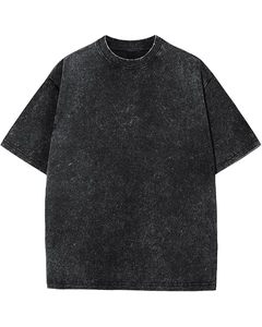 Camiseta de Jersey de Poliéster Lavado para Hombre, Talla Grande, Cuello Redondo, Manga Corta, Color Sólido, Corte Casual, Largo Regular, Estampado Frontal - Product Image 5