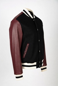 Bulk Custom Sublimation Printed and Embroidered Varsity Jacket Dark Green <b>Wool</b> <b>Brown</b> Leather Sleeves Classic Striped Rib College - Product Image 5