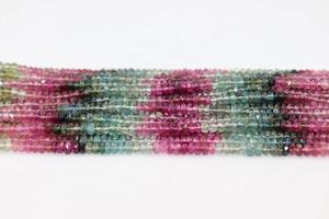 16-Inch Multi <b>Tourmaline</b> Faceted Rondelle Beads 3.5-4 mm Size Center Drilled Natural Gemstone Strands - Product Image 3