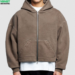 เสื้อสเวตเชิ้ตมีฮู้ดซิปผู้ชายทรงโอเวอร์ไซส์ สีพื้น ผ้าฟลีซ สวมใส่สบายๆ สำหรับฤดูใบไม้ร่วง จาก Naimat Abbas Industries - Product Image 1