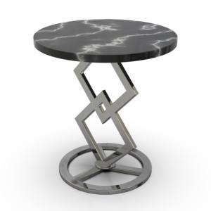 Table d'appoint ronde en métal de luxe, durable, avec cadre en métal sculptural, table d'appoint moderne, décoration de salon - Product Image 3