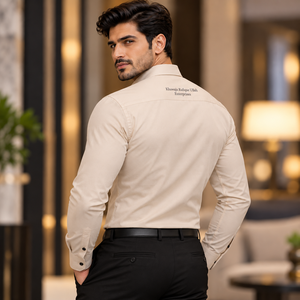 เสื้อเชิ้ตผู้ชายสีดำแบบลำลอง แขนยาว ผ้าซาติน ยี่ห้อ Khawaja Rafique Ullah Enterprises ทรงปกตั้ง ป้องกันรอยยับ สำหรับฤดูใบไม้ผลิ - Product Image 2