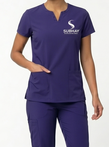 SUBHAY Women's Purple <b>Scrub</b> Top With Front Pockets Hospital <b>Uniform</b> Wear - Product Image 3