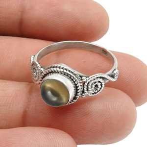 Bague bohème artisanale en argent sterling 925 massif avec pierre précieuse quartz fumé, bijou vintage de style bohème. - Product Image 4