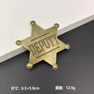 Insignia de Estrella Dorada Estilo Retro Western, Accesorio de Disfraz de Vaquero/Vaquera, Pin de Seguridad Personalizable, Ecológico - Product Image 4