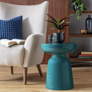 Iron Modern Floral <b>Round</b> Side <b>Table</b> Green & <b>White</b> Eco-Friendly Home Furniture for Living Room <b>Dining</b> Entry Villa Apartment - Product Image 1