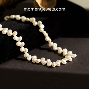 Collier en perles baroques naturelles d'eau douce blanches de qualité AAAAA, plaqué platine, avec pendentif perlé, pour mariage, fête ou cadeau - Product Image 4