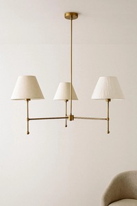 Minimalist Bronze Chandelier With Three Cream Shades For <b>Ceiling</b> <b>Lighting</b> Decorations - Product Image 5