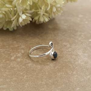 Brass 925 Sterling Silver Natural Moss Agate <b>Ring</b> Minimalist <b>Adjustable</b> Swirl Spiral <b>Ring</b> Dainty Boho Gemstone Jewelry - Product Image 2