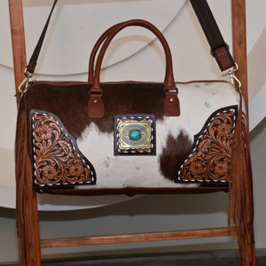 Venta al por mayor de fábrica, bolsas de lona con flecos de fin de semana de cuero de vaca mecanizadas a mano, bolsas de viaje de cuero genuino de gran capacidad - Product Image 4