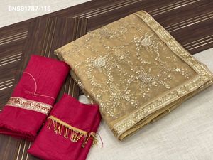 Top Quality Soft Mono Net with Embroidery Sequin-All Over work <b>Saree</b>-Glass Pipe Border <b>Blouse</b> Supplier from India Woman Fashion - Product Image 3