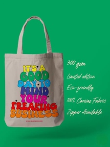 Sac fourre-tout en toile de coton écologique à motif lettres, avec poignée d'épaule, imprimé personnalisé, réutilisable, taille moyenne, pour le shopping - Product Image 3