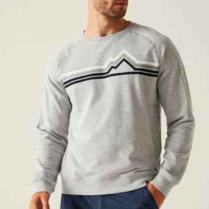 Sweat-shirt à col rond surdimensionné pour homme, couleur unie, tricoté, manches longues, style décontracté, pull d'automne, polyester/coton, gris - Product Image 6