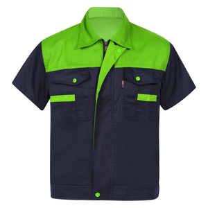 Mangoes Fashion Two-Pocket Cotton T-Shirts Unisex Motor Mechanic Uniform Short Sleeve Work Coat Overalls Reflective Detail Silk - Product Image 1