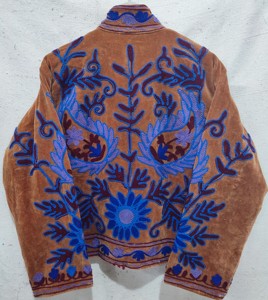 Velvet Embroidered Floral <b>Mandarin</b> <b>Collar</b> <b>Jacket</b> Full Sleeve Hand Embroidery Women's Winter Coat - Product Image 2