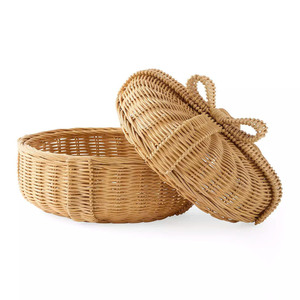 Adorable Rattan Bow <b>Storage</b> Basket Decorative Woven Organizer Basket Cute <b>Storage</b> <b>Box</b> Perfect For <b>Kids</b> Room Decor - Product Image 2