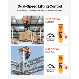 "120V Electric Chain <b>Hoist</b> 20 ft Lifting Height 15 ft Wireless Remote Control 2200 Lbs Capacity Moveable Overhead Crane" - Product Image 3