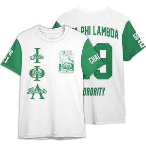 Camisa Personalizada de la Hermandad Iota Phi Lambda, Blanca con Verde Esmeralda, Camisa de la Hermandad Iota Phi Lambda Desde 1929 - Product Image 3