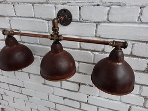 Lampe murale industrielle CH avec trois abat-jour en métal rustique, design rond, durable, décoration intérieure, luminaire pour salon - Product Image 2