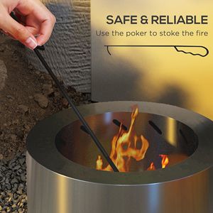 Braciere Portatile in Acciaio Inox Argento Senza Fumo con Paletta per Giardino, Patio, Picnic, Campeggio e Falò - Product Image 5