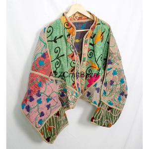 New Style Vintage Boho Indian <b>Kantha</b> Handmade Quilted Eco-Friendly Breathable Cotton <b>Jacket</b> Women's Spring Winter Autumn Summer - Product Image 5