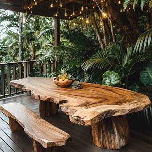 Meubles extensibles en bois de teck massif, design moderne et simple, pour la maison, la salle à manger, le salon, l'extérieur, l'hôtel - résistant à l'eau et durable - Product Image 4